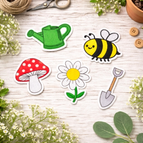 Frühlings Aufnäher Set, Garten Thema Gestickte Aufnäher 6-7 cm