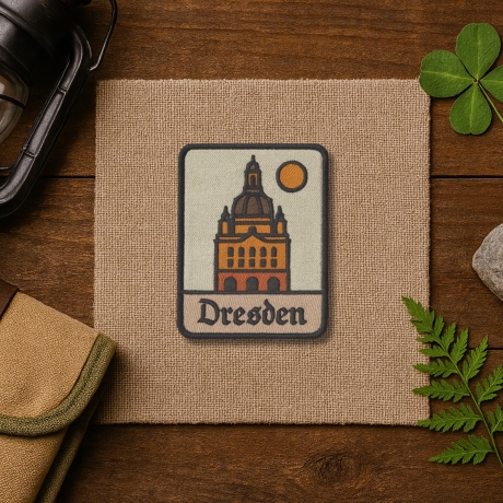 Dresden Aufnäher – Gestickter Aufnäher mit Frauenkirche, Deutschland Souvenir (ca. 8 cm) Filz, Polyester