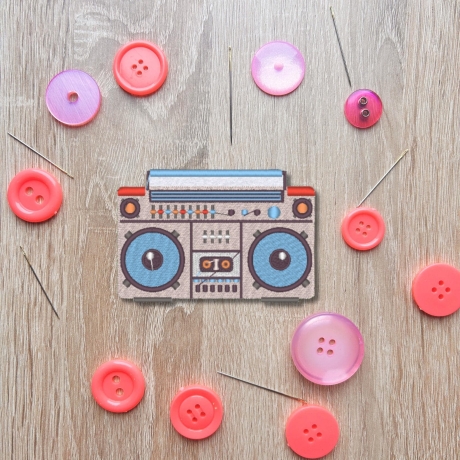 Gestickter Retro Boombox Patch, Vintage Musikgeschenk