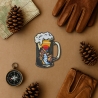 Beer Patch, Bierkrug mit Outdoor Details, oranger und roter Sonnenuntergang, 7 cm