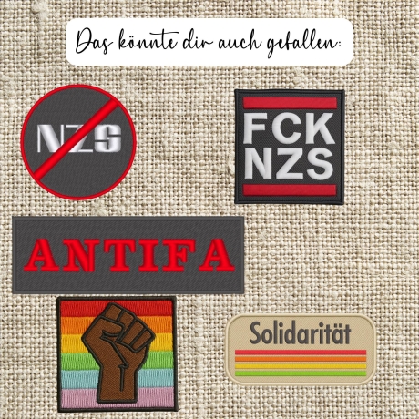 Schütze einander Aufnäher, gestickt, rot weiß, Jackenaufnäher