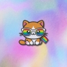 Pride Aufnäher | Katze mit Regenbogen Flagge LGBTQ+ Gestickte Applikation
