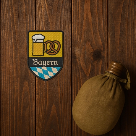 Gestickter Aufnäher Bayern Aufnäher, blau weiß, ca 8 cm, zum aufbügeln