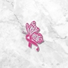 Brustkrebs Aufnäher – Schmetterling mit Pink Schleife | 7cm hoch
