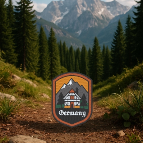 Deutschland Aufnäher – Souvenir Abzeichen, Berg & Haus
