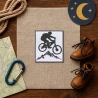 Mountainbike Patch, Mountainbike Patch, Silhouette 8 cm Bügelbild, schwarze Stickerei