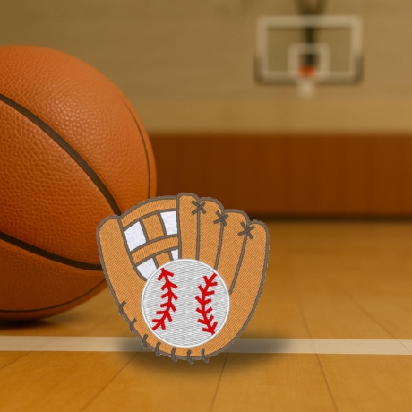 Gestickter Baseball Aufnäher: Handschuh & Ball zum Aufbügeln (7,5 cm)