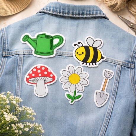 Frühlings Aufnäher Set, Garten Thema Gestickte Aufnäher 6-7 cm
