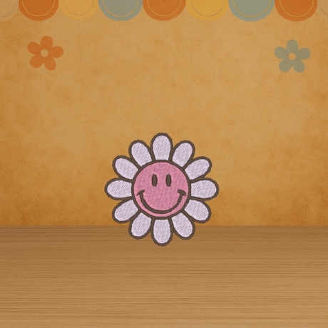 Happy Face Aufnäher | Smiley Blume Aufnäher – Retro Daisy | 6 cm Zierstickerei