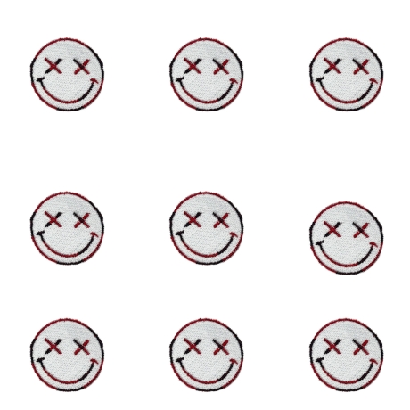 Happy Face Aufnäher | Schielen Smiley gestickt Aufbügler Applikation
