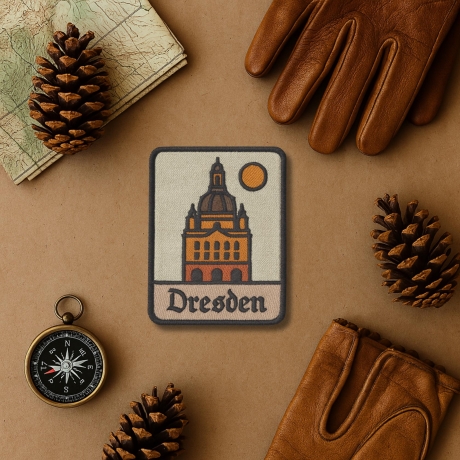 Dresden Aufnäher – Gestickter Aufnäher mit Frauenkirche, Deutschland Souvenir (ca. 8 cm) Filz, Polyester