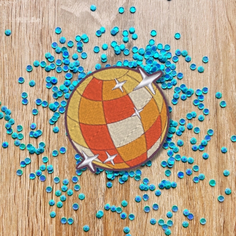 Retro Aufnäher | Diskokugel | Bestickte 70s Style Applikation (7 cm)
