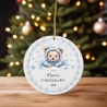 Personalisierte Weihnachtskugel Baby, Erstes Weihnachten 2025, Bär Design, 7 cm, Individuell mit Name, Blau