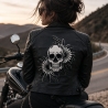 Totenkopf aufnäher groß bestickt,schwarz weiß rückenpatch,Biker Motorradweste
