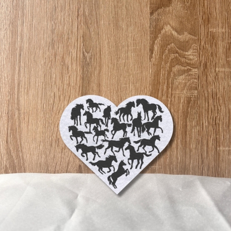 Pferdeliebhaber Aufnäher: Reiter Silhouette Herz Gestickte Applikation, 8 cm
