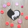 Katze Aufnäher | Silhouette Herz Aufbügler | Gestickter Aufnäher mit anpassbaren Farben