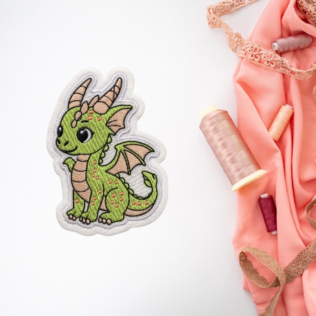 Grüner Drache Aufnäher, gesticktes, kleines Bügelbild