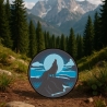 Howling Wolf Patch, Aufnäher zum aufbügeln 7.5 cm, Wilderness Adventure Embroidery, Moonlit Forest Design