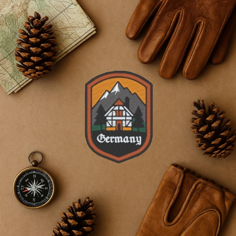 Deutschland Aufnäher – Souvenir Abzeichen, Berg & Haus