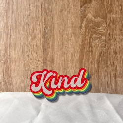 Retro Aufnäher | Kind gestickte Applikation | Regenbogen Schriftzug im 70er 80er Stil