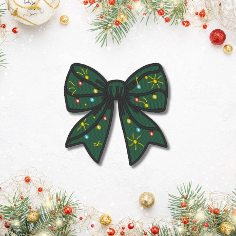 Weihnachten Aufnäher | Festliche Schleife bestickt Weihnachts Schleifenband-Applikation (7 cm)