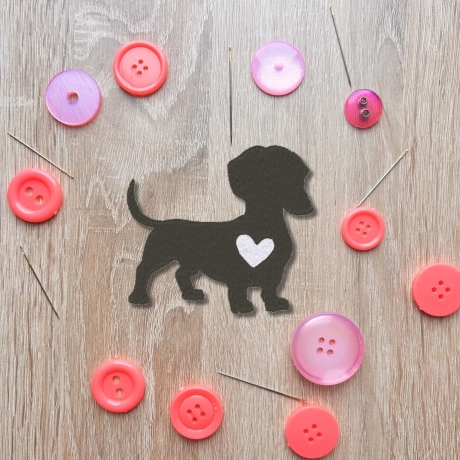 Gestickter Silhouette Dackel Aufnäher: Anpassbare Farben, 7,5 cm Hundeliebhaber Geschenk