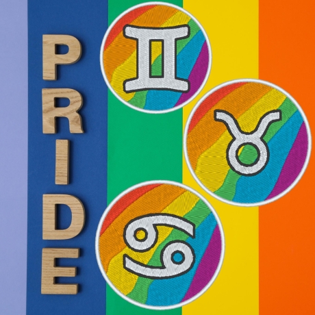 Pride Patch: Sternzeichen Regenbogen LGBTQ+ zum Aufnähen und Aufbügeln, 6 cm