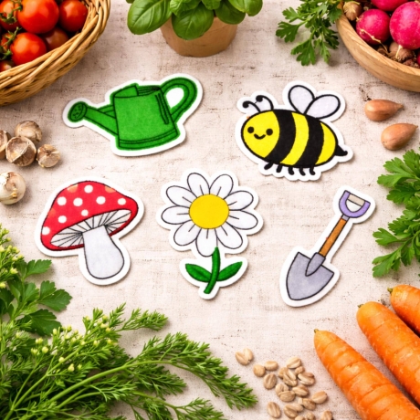 Frühlings Aufnäher Set, Garten Thema Gestickte Aufnäher 6-7 cm