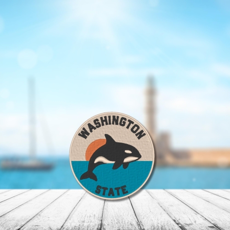 Travel Aufnäher | Washington State Orca | Andenken, Los Angeles Geschenk | Aufbügeln