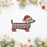 Weihnachtlicher Aufnäher Dackel Stickapplikation | Weihnachtshund mit Weihnachtsmütze (8 cm)