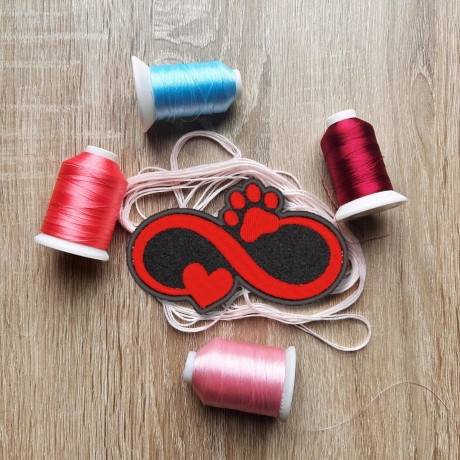 Paw Heart Infinity Gestickter Aufnäher - Anpassbare Farben