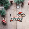 Weihnachtlicher Aufnäher Dackel Stickapplikation | Weihnachtshund mit Weihnachtsmütze (8 cm)