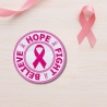 Breast Cancer Patch, Pink Ribbon Hope Fight Believe, 9cm Round