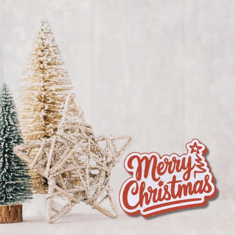 Festlicher Urlaub Filz Aufnäher | Aufgestickt Merry Christmas |. 8cm