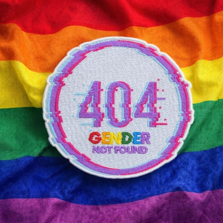 Pride Patch 404 Gender Not schmieden, Regenbogen Aufnäher, gesticktes Abzeichen