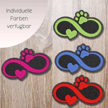 Paw Heart Infinity Gestickter Aufnäher - Anpassbare Farben
