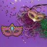Fasching Aufnäher, Kostüm-Maske, 9 cm, rosa