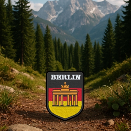 Travel Aufnäher |Berlin Aufnäher Brandenburger Tor | 8 cm Stickpatch | Rot Schwarz Gelb