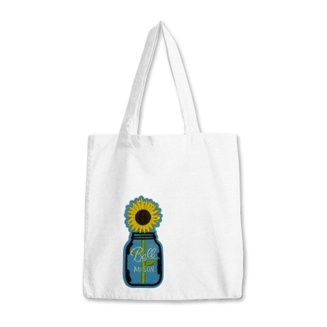 Sonnenblume Aufnäher | Blumen im Einmachglas Bügelbild, gestickte Applikation