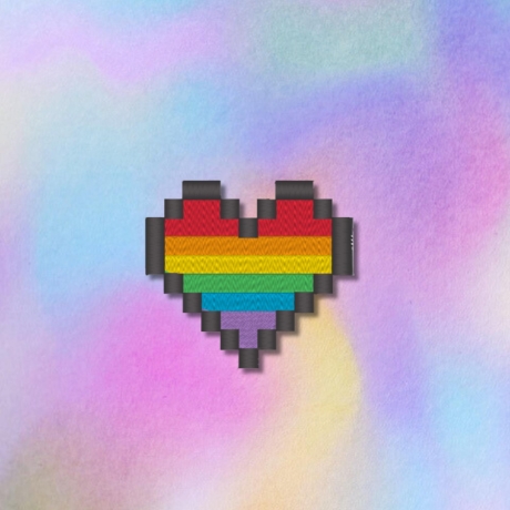 Pride Aufnäher: Rainbow Pixel Heart Aufnäher - 5 cm