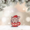 Weihnachten Flicken Katze im Becher Gestickte Applikation - Aufbügeln oder Aufnähen (7 cm)