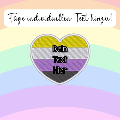 Pride Herz Patch gestickter Regenbogen, kleines Bügelbild queer merch
