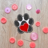 Tierliebhaber Aufnäher | Tatze mit Herz Design | Gestickte Aufbügler, Farben anpassbar