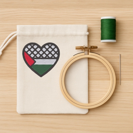 Palästina Patch – Palästina Herz – 6 cm – Keffiyeh & Flagge, Rot Weiß Grün