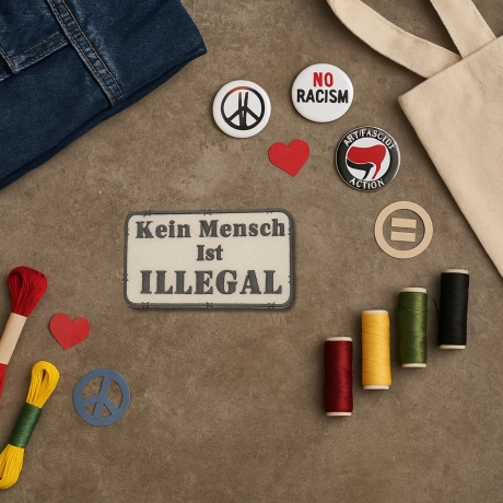 Kein Mensch ist illegal Aufnäher: Menschrecht, Politisch, Aufbügler