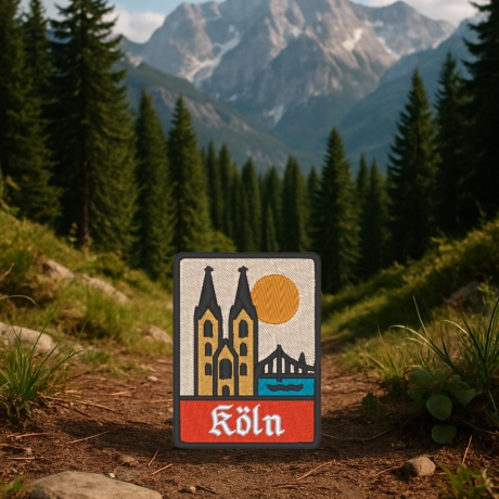 Köln Travel Patch - 9 cm Gesticktes Souvenir Abzeichen von Dom, Brücke und Fluss