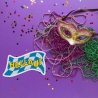 Fasching Aufnäher Hellau mit Bayerischer Flagge, Faschingskostüm Stickerei, 10 cm, Blau & Weiß