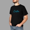 Individuell besticktes T-Shirt, T-Shirt mit minimalistischem Text, personalisiertes Slogan-Top