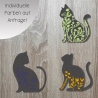 Blumen Katze Patch: Gestickte Applikation, anpassbare Farben (7 cm)