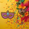 Fasching Aufnäher, Kostüm-Maske, 9 cm, rosa